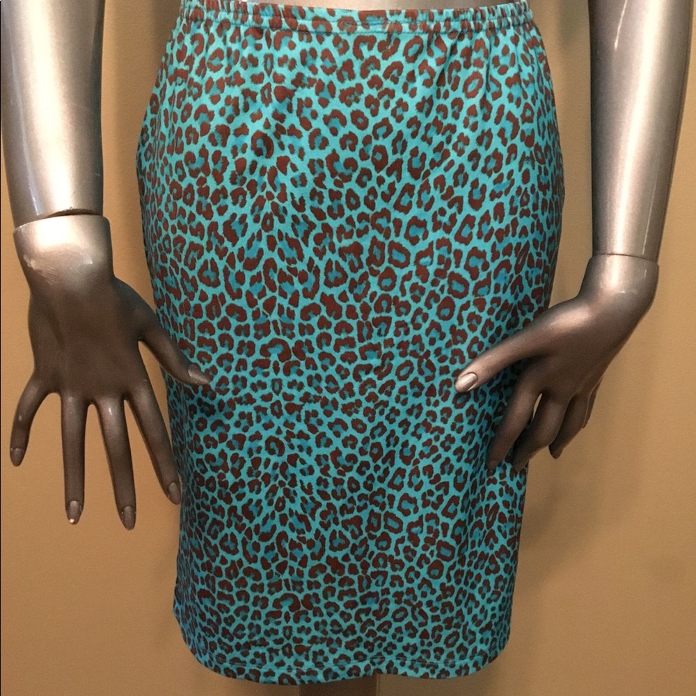 Vintage Eye Candy aqua/brown leopard print skirts